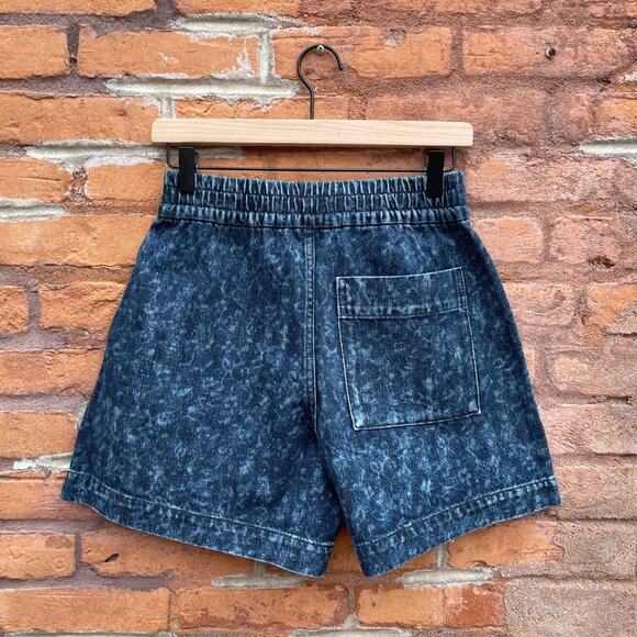 [SOLD on eBay] Everlane Dark Acid Wash Denim Shorts Organic Cotton Elastic Waist - Picture 2 of 7
